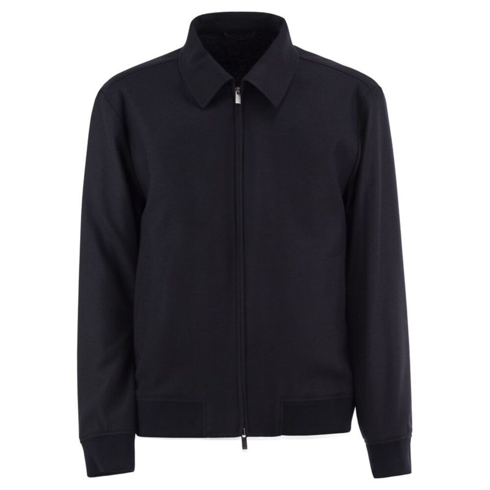 Boss Men Virgin Wool Blend Jacket With Zip